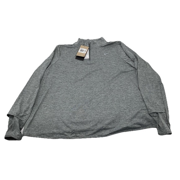 Nike Dri-FIT Pullover Womens 2X Gray Running Half Zip Long Sleeve FB4318-084 - Picture 1 of 8